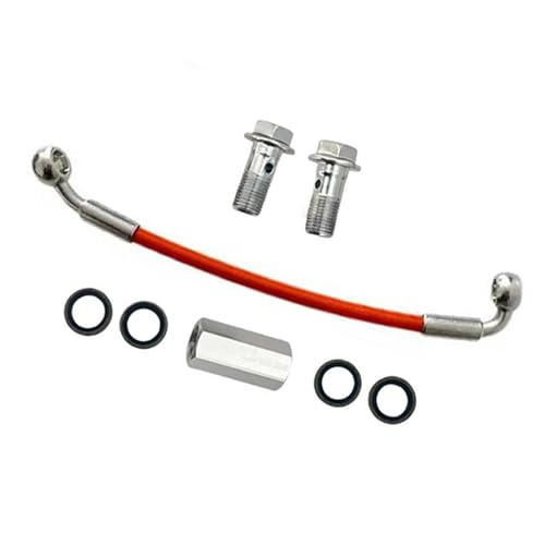 Conduite de frein moto en acier tressé de 240cm avec adaptateur hydraulique 2 voies M10