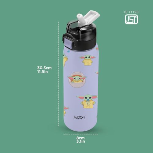 Image of Milton Steel Force 900 Thermoware Water Bottle 600 ml with One Touch Safety Lock & Twin Lid Sip or Gulp, Long Hours Hot & Cold, Leak Proof, ISI Certified, PU Insulated, for Kids, Gym, School, Lavender