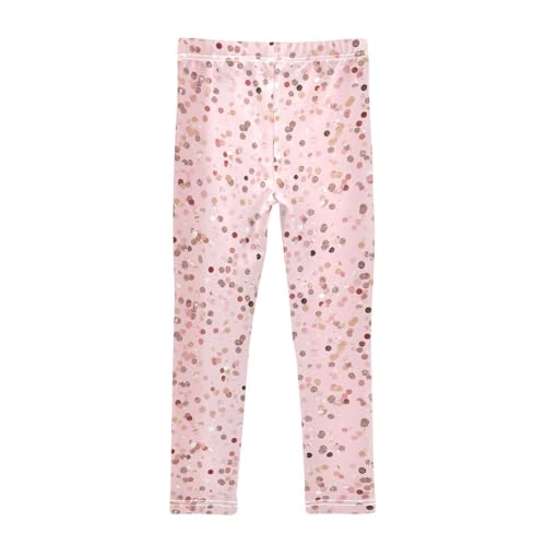 Rose Gold Pink Glitter Kids Girl's Basic Leggings Soft High Waisted Activewear Sports2