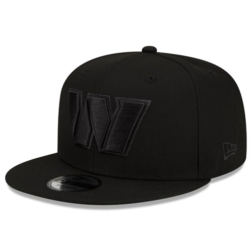 New Era NFL 9FIFTY Black On Black Adjustable Snapback Hat Cap One Size Fits All (US Alpha One Size Washington Commanders)