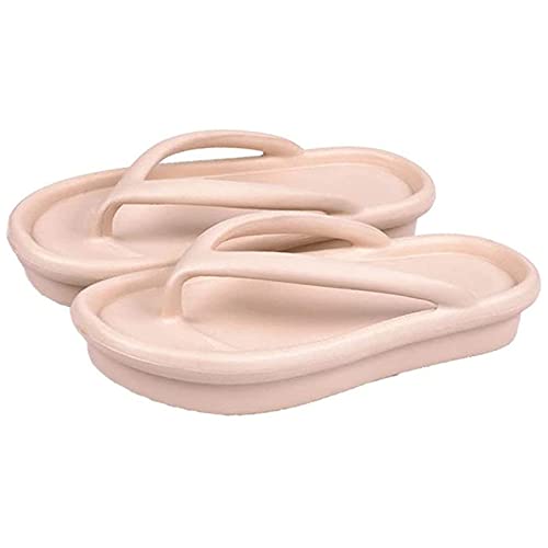 Wcjing Chanclas de Plataforma Antideslizantes Resistentes al Desgaste, Sandalia de Tanga de Playa Informal con Plataforma EVA de Verano, Secado rápido Cómodo Súper Suave (40-41,White) Cover