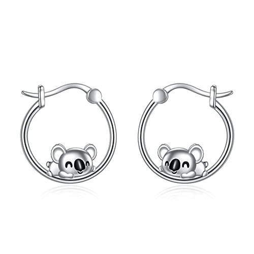 Yfn Koala Hoop Earrings For Women 925 Sterling Silver Hypoallergenic Animal Huggie Hoop Earrings Jewelry Gifts For Sensitive Ears #TOP24
