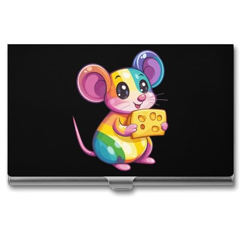 Hand Cheese Pet Colorful Rats Business Card Case Pocket Card Holder Slim Card Wallet for Men Women