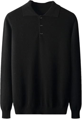 Men's Solid Color Long Sleeve Polo Sweater Business Casual Loose Fit Pullover Comfortable Versatile Office Wear Knit Top