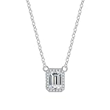 Collar auténtico de oro blanco 375 con moissanita rectangular, colgante clásico para mujer, 9 K, 45 cm, Oro blanco 585 de 14 quilates, Moissanita