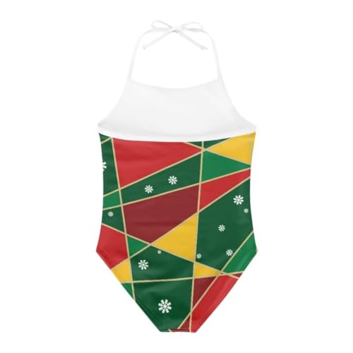 Image of Christmas Kids One-Piece Halter Swimsuits Beach Swimwear Bathing Suit for 3-10 Years Girls