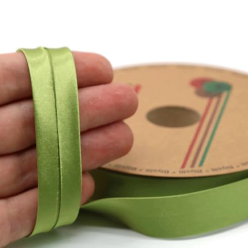 Image of Fold Satin Bias Tape - 99+ Colors - 3 /4 Inches Wide - 27 Yards - Fold Satin Binding Bias Ribbon Fabric Piping Bias Binding Tape for Sewing Clothing DIY (17. Sage Green) BYS17