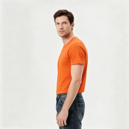 Image of ORJ 2 Pack Men t Shirts Crew Neck Short Sleeve Men's Undershirt Plain Polyester tee Bulk Stretch Soft Tees