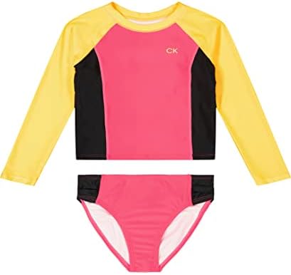 Calvin Klein Girls' Two-Piece Rashguard Swimsuit Set with UPF 50+ Sun Protection
