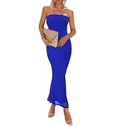 KIRUNDO Women's 2024 Summer Bodycon Maxi Tube Party Cocktail Dresses Strapless Sexy Elegant Weddi...