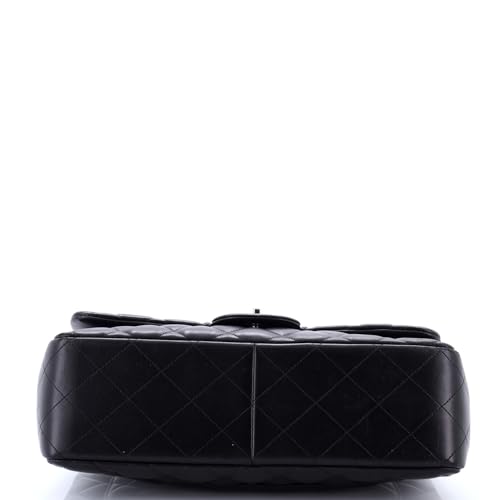 Pre-Loved Classic Double Flap Bag Quilted Lambskin Jumbo, Black4