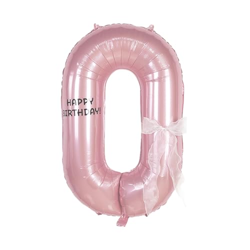Image of Happy birthday Big Number Balloons Foil Birthday Balloon Number Balloons Happy Birthday Party Decorations Kids and Wedding Party Supplies (Pink numbers 0)