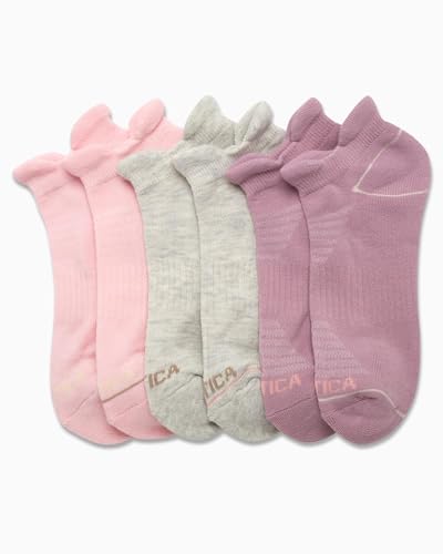 Image of Nautica Womens No Show Socks Moisture Wicking Low Cut Athletic Socks 6 Pack | Moisture Wicking Dri-Motion Fabric, Cushioned Key Areas, Banded Arch Support, No Show Low Cut, Shoe Size 4-10