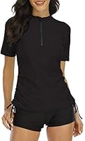 Halcurt Damen Rashguard UV Shirt, Swim Shirt, Kurzarm Badeshirt Badenmode Tankini