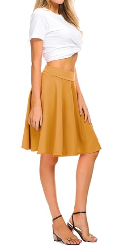 image for Urban CoCo Women's Basic Midi Skirt Versatile Stretchy Flared Casual H