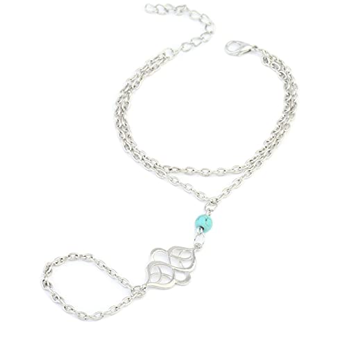 Bracelet bague femme turquoise au style rétro et dessin animé unique
