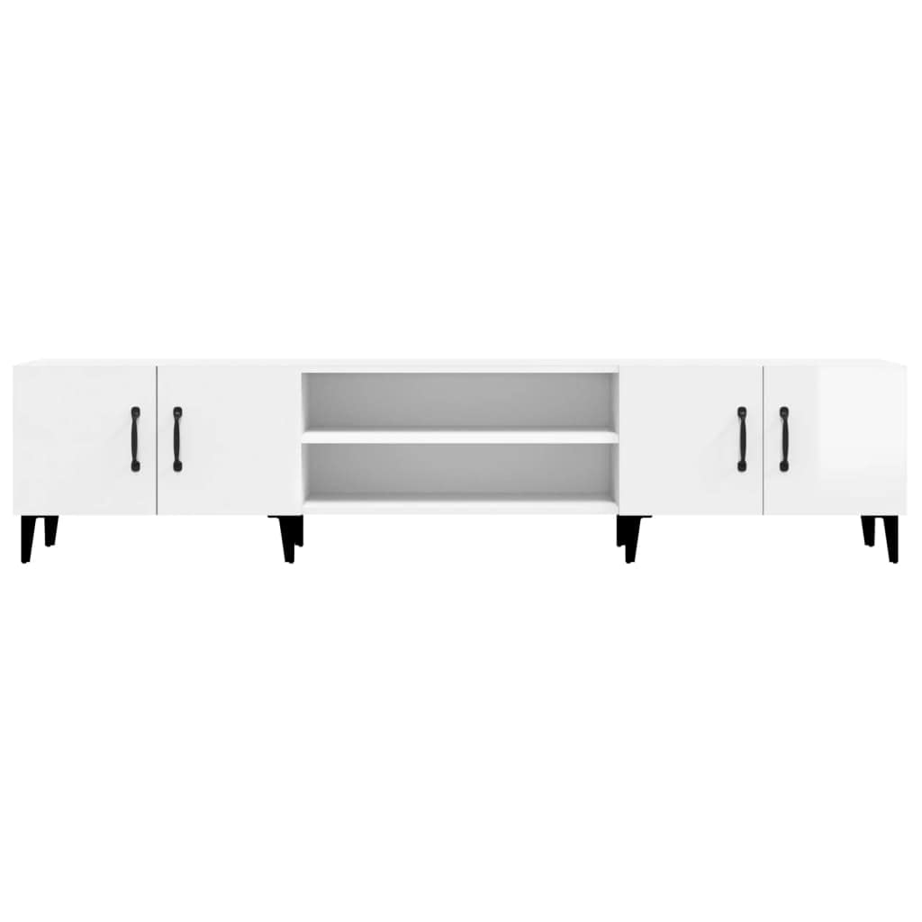 vidaXL Mobile Porta TV Bianco Lucido 180x31,5x40 cm Legno Multistrato, mobiletto, mobiletto HiFi, Mobile per dispositivi multimediali, Supporto TV