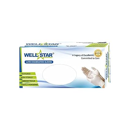 WELL STAR Disposable Latex Medical Examination Powdered Non Tearable Gloves 20 Large Beige