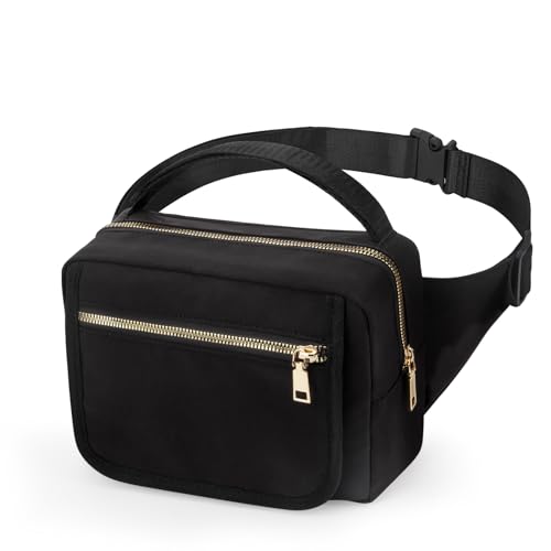 Image of printe Small Diaper Bag with Portable Changing Pad, Crossbody Fanny Pack with Wipes Pocket for Stroller, Women Waist Bag for Travel, Black Large