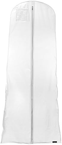 Hangerworld 72 Inch White Showerproof Wedding Gown Dress Garment Cover Bag with Secret Internal Zipped Pocket