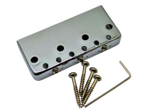 Short Tele Guitar Bridge 3-tone Brass String Code with Pull Plate Bridge Saddle (Silver)