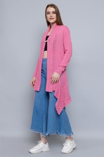 Image of Wear lusso Women's Woolen V-Neck Open Front Shrug Cardigan | Long Sleeve Winter Sweater for Girls & Ladies | Stylish Warm Outerwear in Trendy Colors