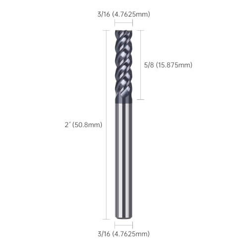 Image of HUHAO Square End Mill,4 Flute Variable Straight Milling Cutter 3 /16 inch Shank End Mill for Carbon Steel,Prehardened Steel,Stainless Steels,Carbide End Mills Sets for DIYers & Professionals