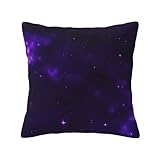 Vbcxza Funda de almohada decorativa para sofá, sofá y cama, diseño de galaxia estrellada, color morado