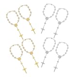 Zerodeko 4 Pulseras De Rosario De Perlas De Imitación Pequeñas Cuentas De Rosario Pulseras Inspiradoras Para Mujeres De Cuentas De Oración Mini Recuerdos De