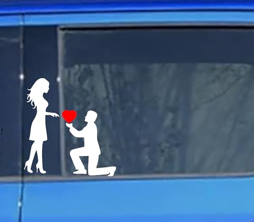 Image of Proposal Love Car Vinyl Sticker - Single Knee Down Romantic Design for Car Door, Body & Rear Windshield - Personality Car Decal 6 inch