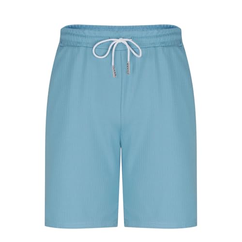 Xiaojmake Men Casual Knit Short 5 Inch Inseam Waffle Elastic Waist Textured Drawstring Shorts Summer Beach Short with Pockets4