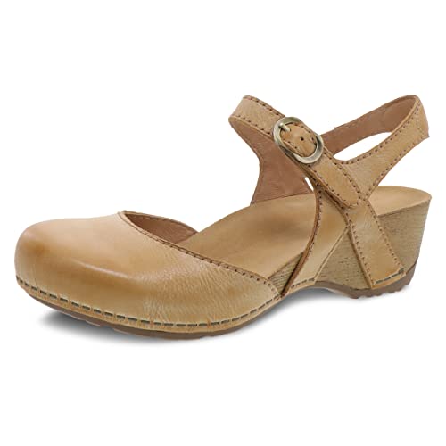 Image of Dansko Tiffani Wedge Sandal for Women - Cushioned, Contoured Footbed for All-Day Comfort and Support - Hook & Loop Strap with Buckle Detail - Lightweight Rubber Outsole