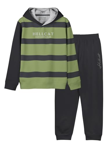 Image of HELLCAT Trendy Printed Cotton Blend Hoodie T-shirt Jogger Trackpant Clothing Set for Boys - Pack of 1