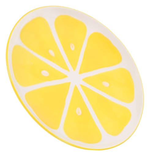 KESYOO レモン柄セラミック仕切り皿 多機能バーベキューケーキ用プレート 家 レストラン向け耐割れ食器 おしゃれで掃除簡単なデザート ス