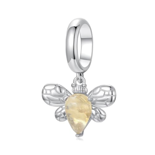 Abeja con cristal amarillo en plata 925 el regalo perfecto para coleccionistas de recuerdos