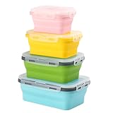 Pynzeka 4 Pièces Boîte à Lunch Pliante Boite Pliable Alimentaire avec Couvercle...