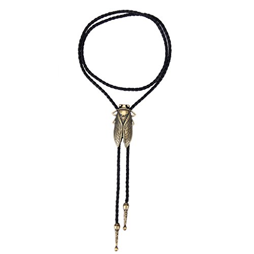 Image of Jeilwiy Bolo Tie for Men Western Cowboy Tie Necklace Gold Bolo Tie Leather Necktie Halloween Tie Accessories for Women