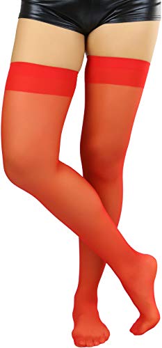 Image of ToBeInStyle Women's Sheer Banded Thigh High Socking w /Opaque Band