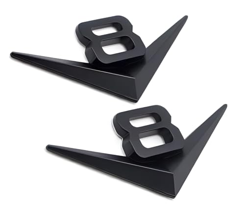 Pair Set Metal V8 Emblem Logo Engine V-8 Badge Trunk Door Suitable for SUV Auto Truck Car Pickup (Matte Black)