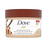 Dove Exfoliating Body Polish Scrub For Dry Skin With Brown Sugar & Coconut Butter, Gently Exfoliates & Moisturizes For Instant Soft & Smooth Skin, Natural Ingredients, No Sulfate, Coconut Scent, 298g