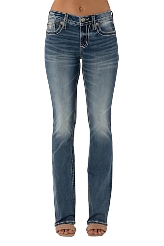 Miss Me Women's Maven Logo Embellished Pockets Mid-Rise Bootcut Jeans2