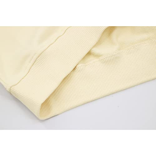 Kisbini Little Boys Crewneck Sweatshirt Long Sleeve Solid Tops For Kids Beige 7 #TOP4