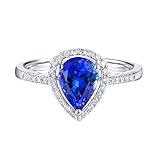 Beydodo Anillo de Compromiso Oro Blanco 18K Mujer Gota de Agua Tanzanita Azul Blanca 1.25ct Anillo Talla 6,75