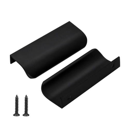 Image of Goldenwarm Black Cabinet Handles 3 Inch 10 Pack, Finger Pulls for Cabinets, Edge Pull for Dresser Drawers, Aluminum Alloy, Modern Kitchen Hardware for Dresser Bathroom Closet and Cupboard