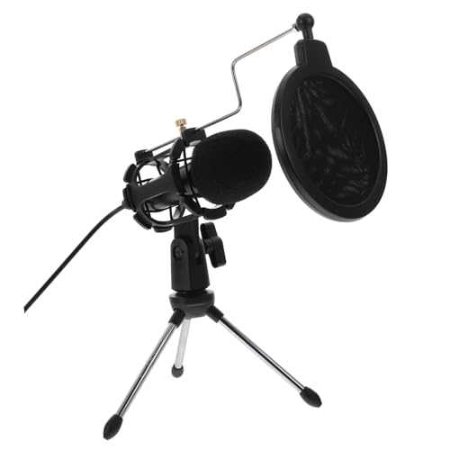 POPETPOP Microphone De Jeu 3,5 Mm Trépied Réglable, Micro D'enregistrement Professionnel pour Pc Et Ordinateur Portable, Ensemble De Microphones en Direct, pour Podcast, Streaming, Gaming, Noir