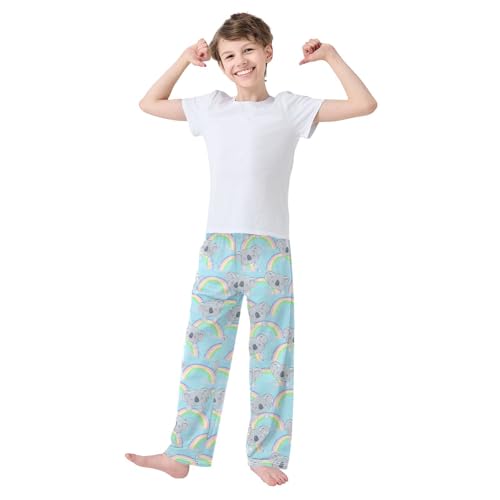 Koala Colorful Rainbow Boys Long Pants Soft Trousers Elastic Waist Kids Lounge Bottoms with Pockets S-XL2