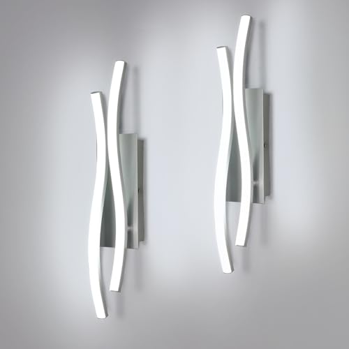 Comely 2 pièces Applique Murale Intérieure LED, Moderne Lampe Murale 14W 1575LM, Aluminium Éclairage Luminaire Mural pour Salon Chambre Escalier, Lumière...