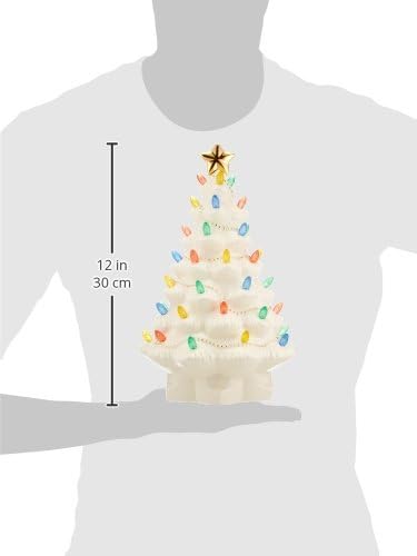 Lenox Figurine, Treasured Traditions Ivory Light-Up Ceramic Christmas Tree Figurine, Christmas Decorations, Holiday Winter Decor Indoor (Ivory, 1 Piece, 8.82-Inch Height) 3 AAA Batteries Not Included - Image 3