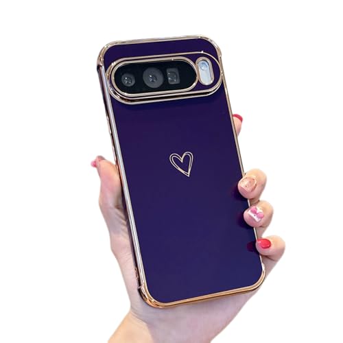 ZTOFERA for Google Pixel 10/10 Pro Case with Heart Pattern,Dark Violet