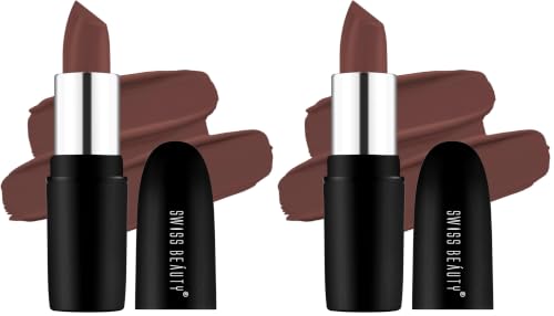 Image of Swiss Beauty Pure Matte Creamy Lipstick | Non-drying, Highly pigmented Lipstick | Shade- Espresso, 3.8gm| (Pack of 2)